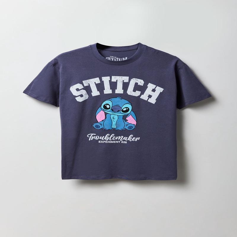 T-shirt de coupe garonne  imprim Stitch Troublemaker