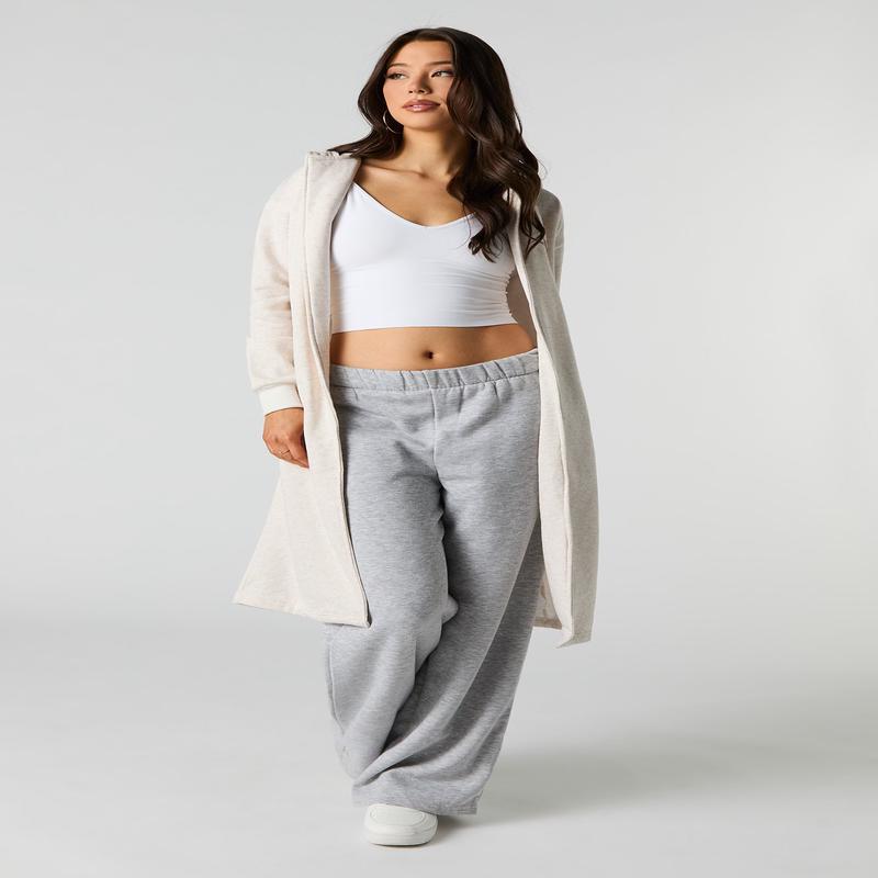 Blouson ouvert long en molleton