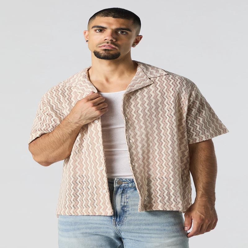 Haut textur en zig-zag et boutonn