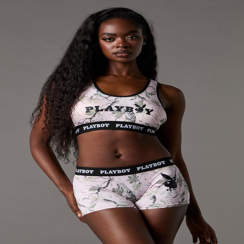 Playboy Camo Sports Bra & Boy Short 2 Piece Set