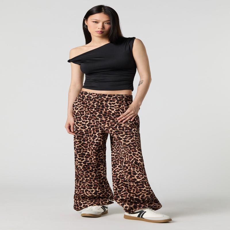 Printed Baggy Toggle Hem Cargo Pant