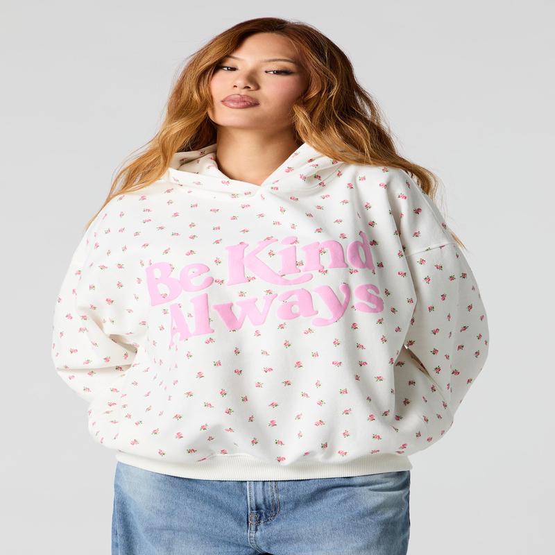 Puff Print Oversized Fleece Hoodie
