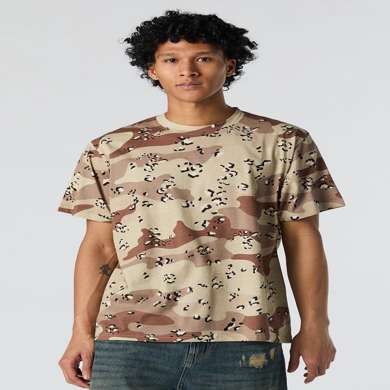 Camo Print Crewneck T-Shirt