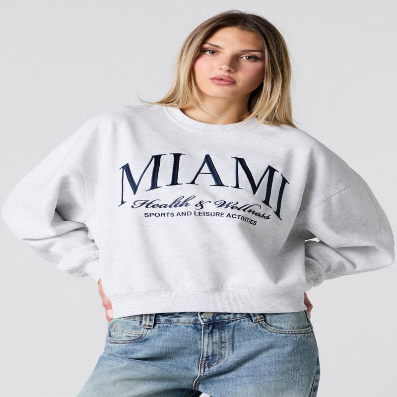 City Embroidered Boxy Fleece Sweatshirt