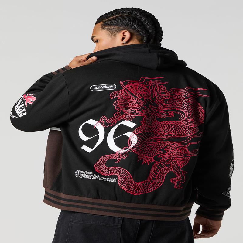 Embroidered Fleece Varsity Jacket