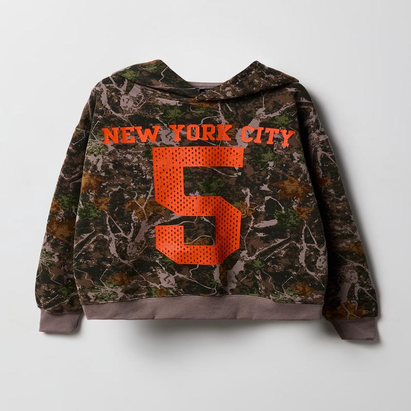 Haut  capuchon en molleton avec motif camouflage pour enfant