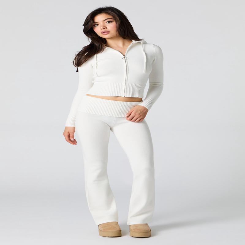Knit Foldover Flare Pant
