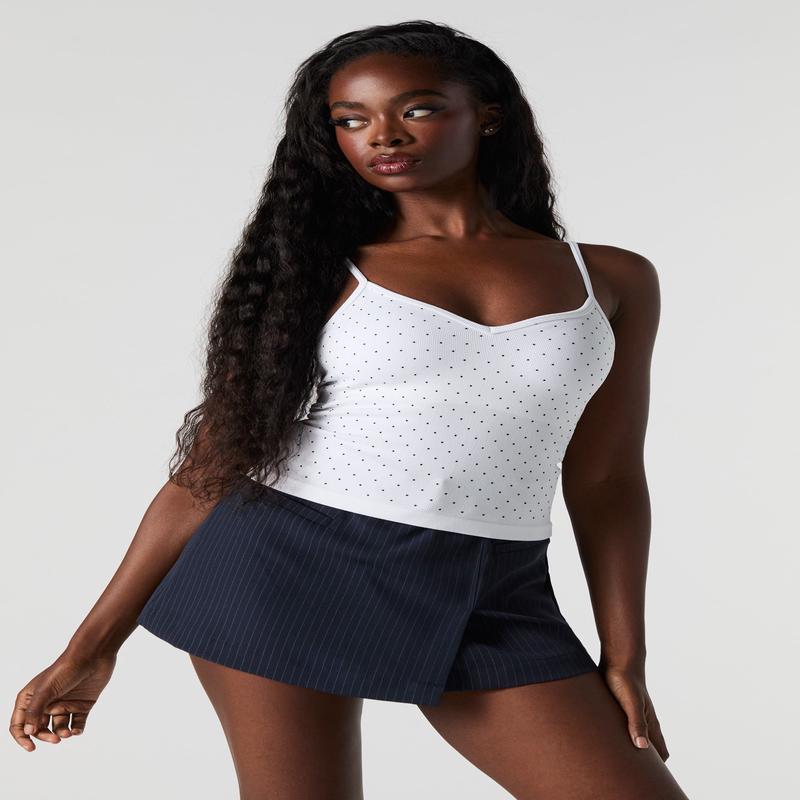 Seamless Ribbed Built-In Bra Sweetheart Tank