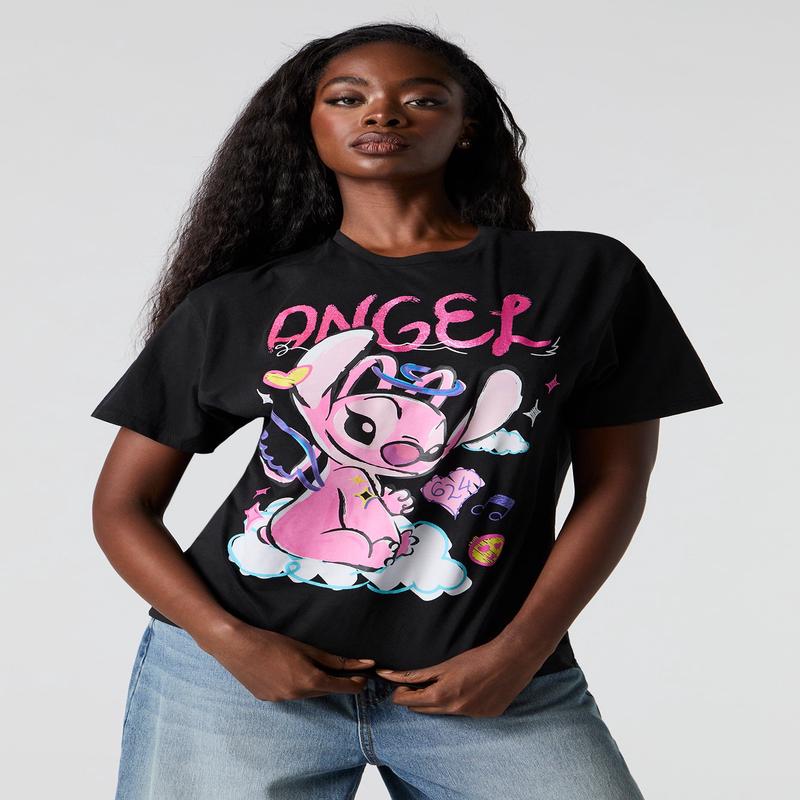 Stitch Angel Graphic Boyfriend T-Shirt