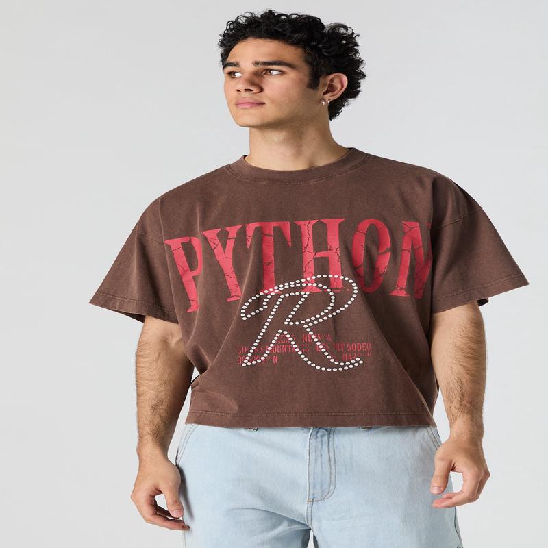 T-shirt carr  imprim en relief Python