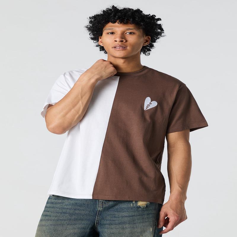 T-shirt deux tons  broderie