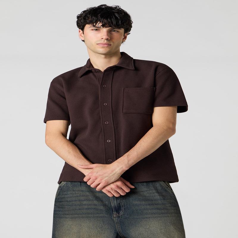 Textured Button-Up Top