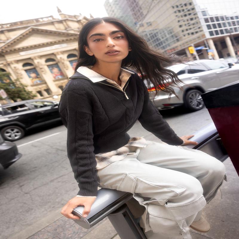 Cable Knit Quarter Zip Sweater