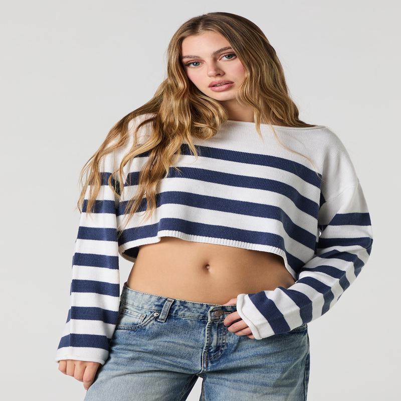 Chandail court ray  encolure bateau