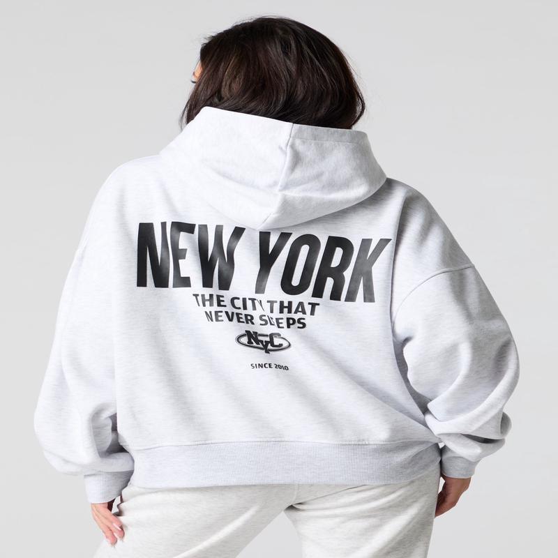 City HD Print Boxy Fleece Hoodie