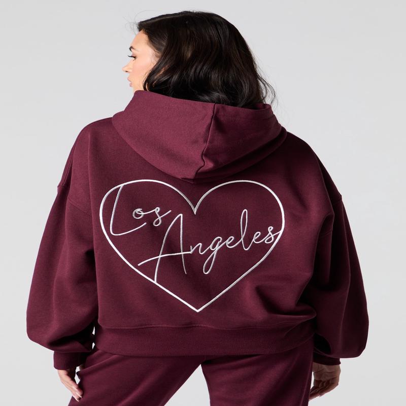 Embroidered Boxy Fleece Hoodie