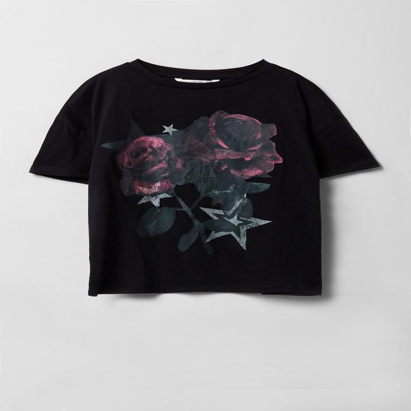 Girls Graphic Roses Oversized T-Shirt