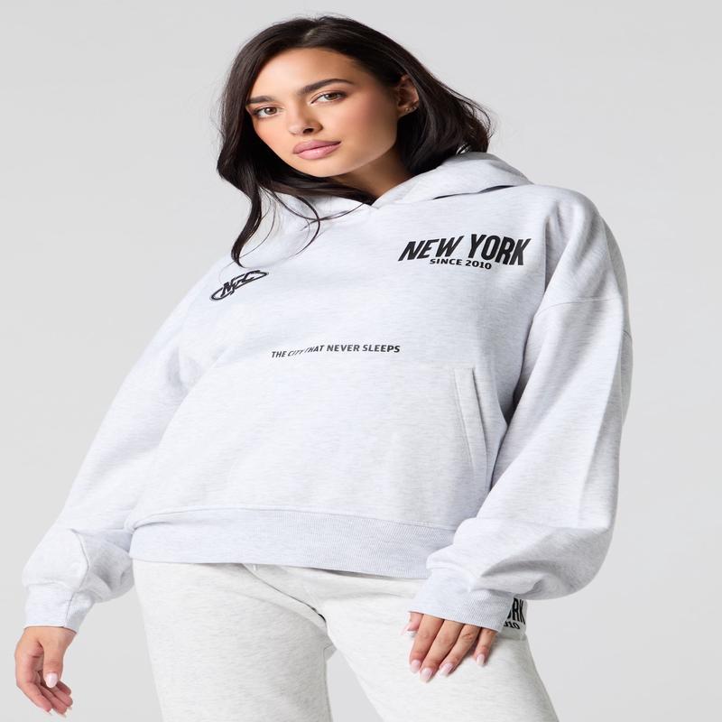 Haut  capuchon en molleton carr  imprim City HD