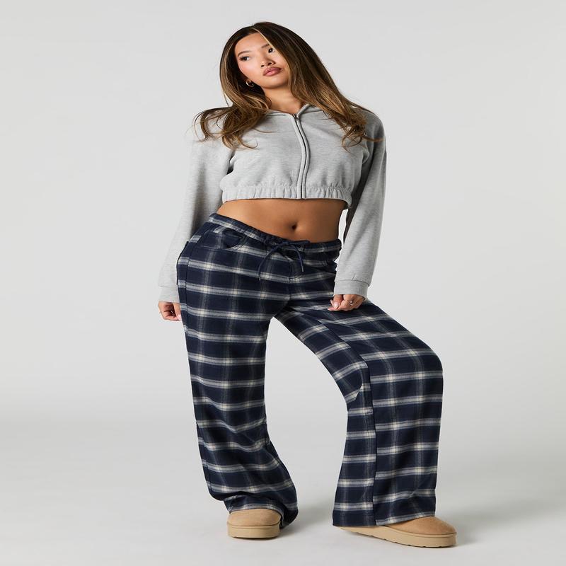 Plaid Wide Leg Pant