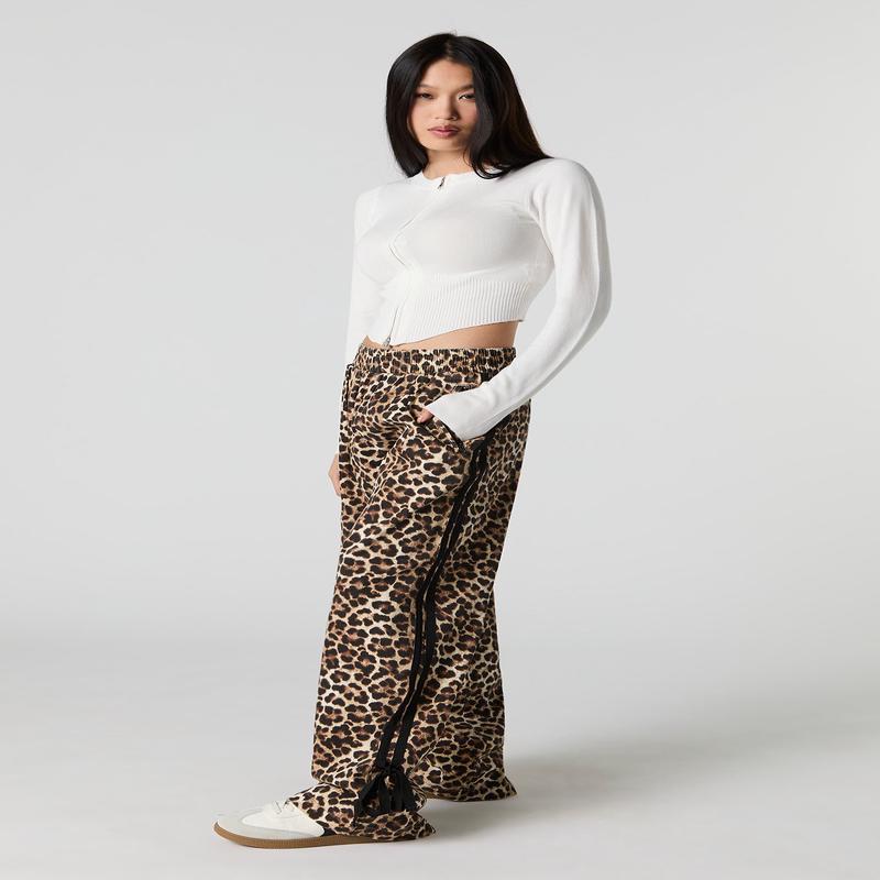 Printed Side Tie Wide Leg Pant