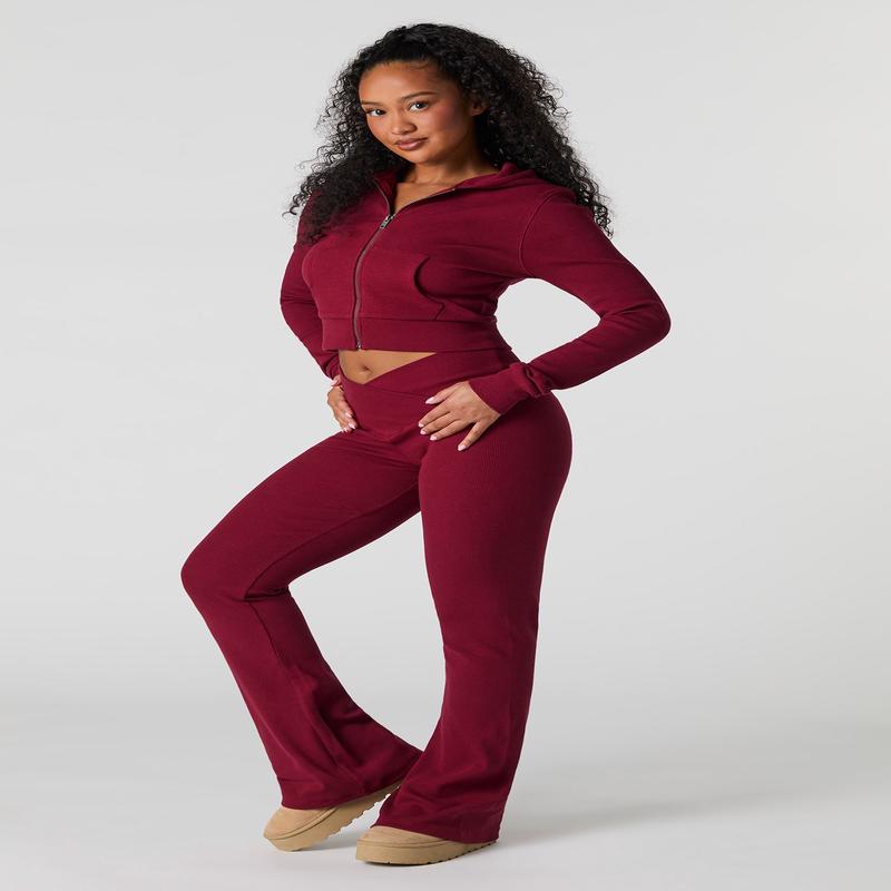 Ribbed V-Waist Flare Legging