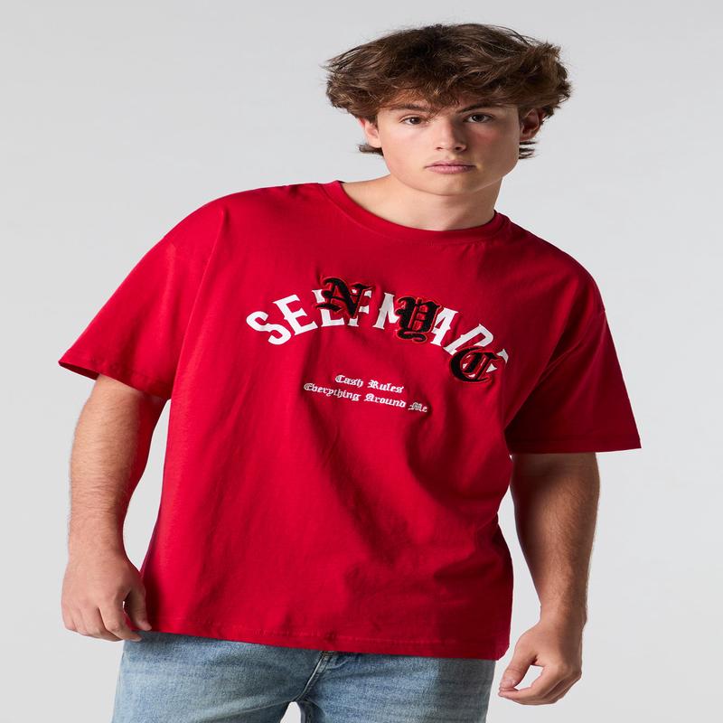 Self Made Embroidered Graphic T-Shirt