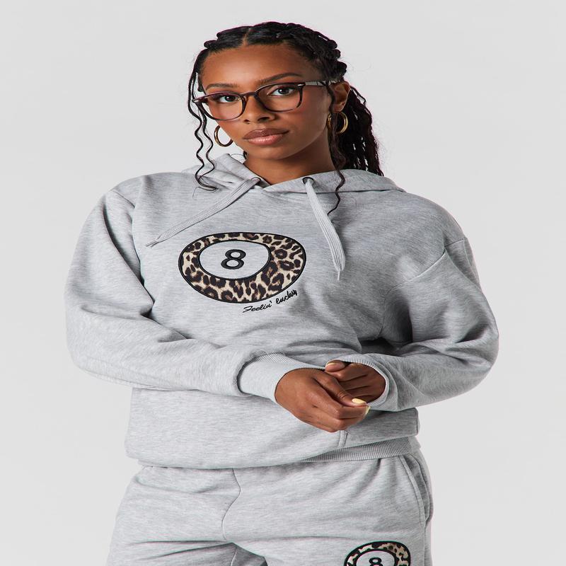 8 Ball Embroidered Fleece Oversized Hoodie