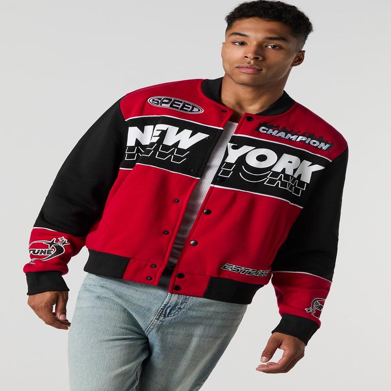 Blouson de course en molleton avec motif brod New York