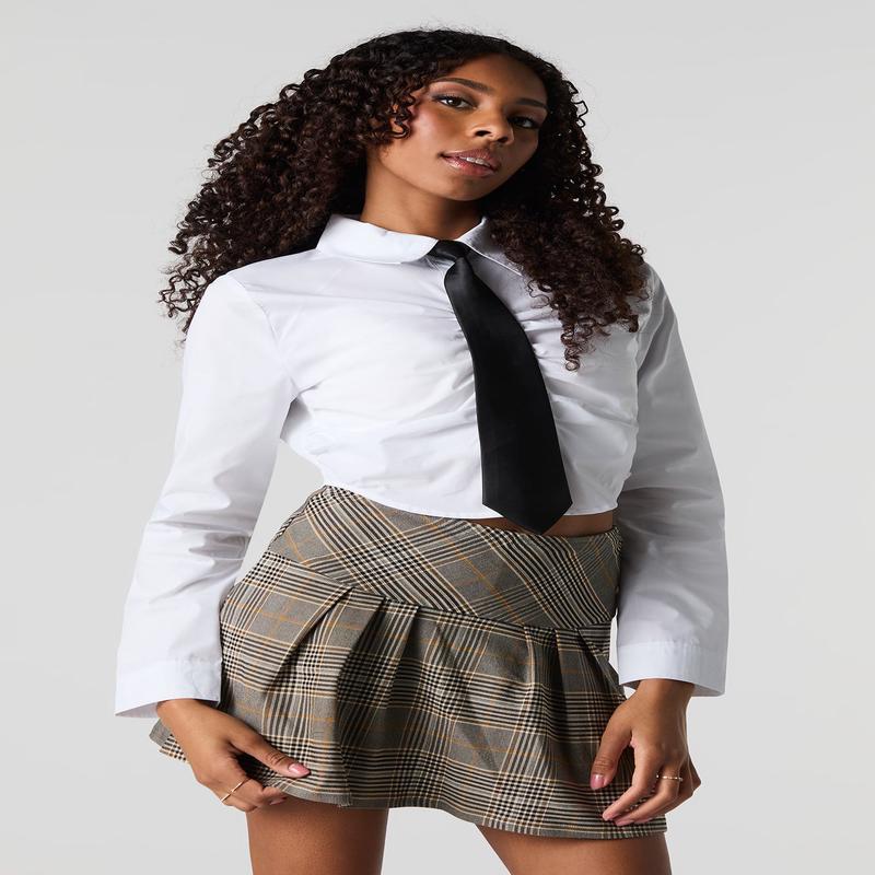 Cinched Button-Up Top with Tie