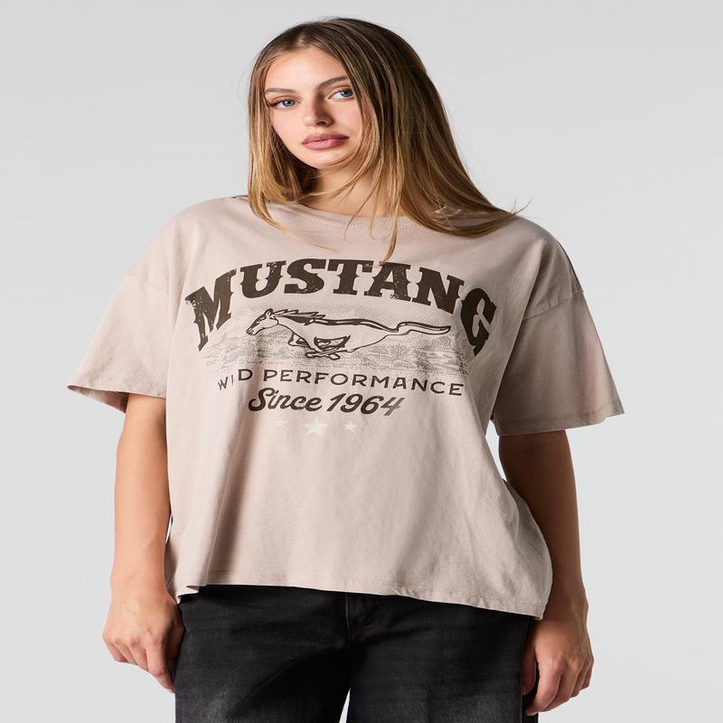 Ford Mustang 1964 Graphic Washed Boyfriend T-Shirt