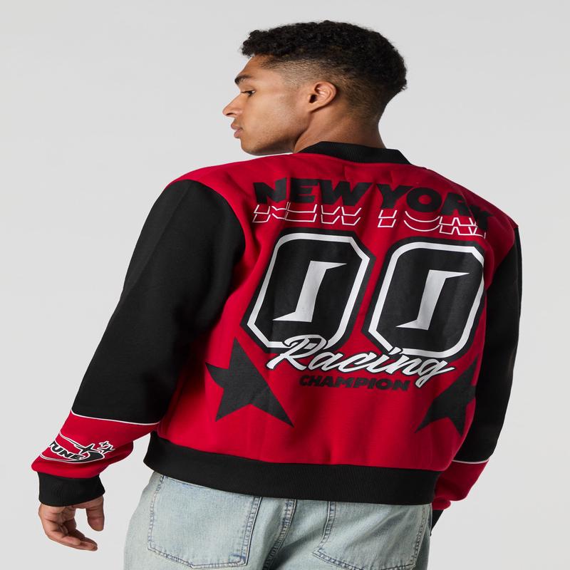 New York Embroidered Fleece Racing Jacket