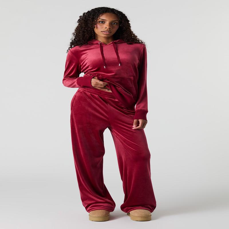 Pantalon en molleton en velours  jambe large