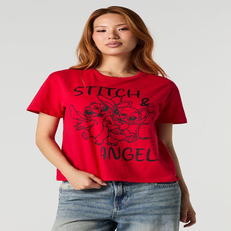 Stitch & Angel Graphic Boxy T-Shirt