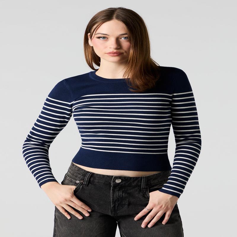 Striped Knit Sweater Top