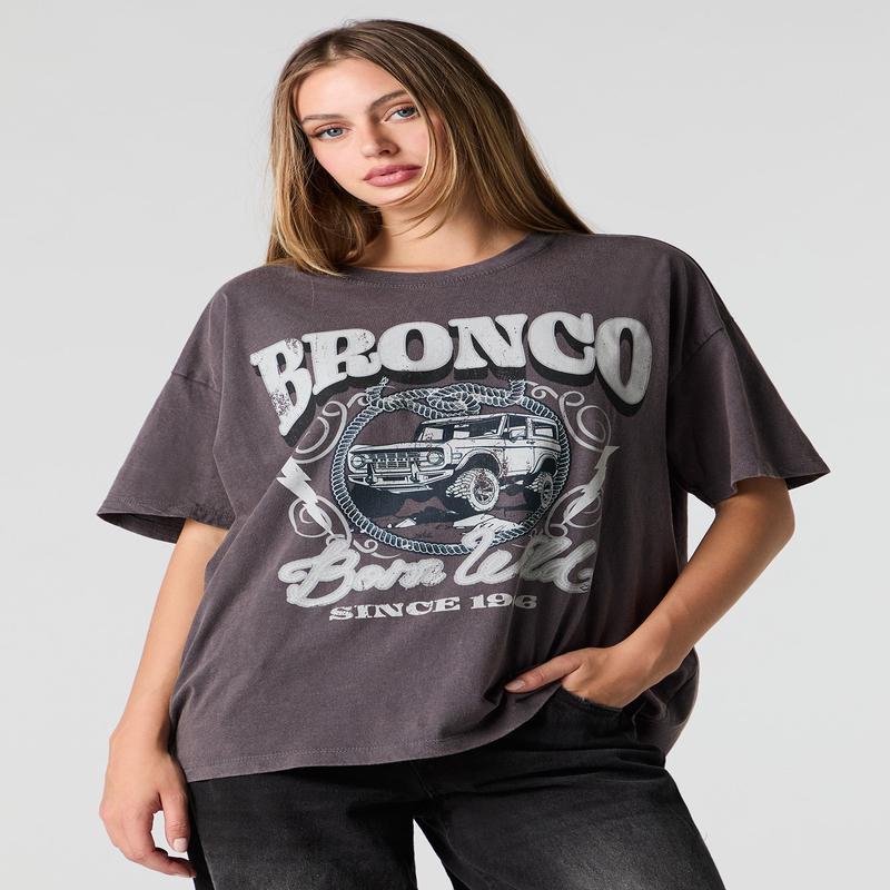T-shirt de coupe garonne dlav  imprim Ford Bronco