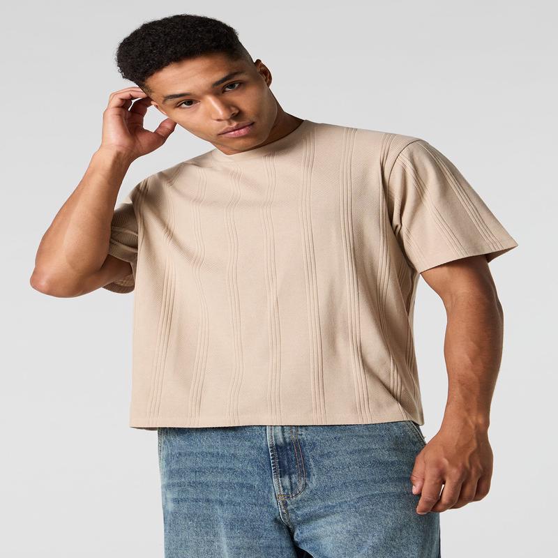 Textured Striped Boxy T-Shirt