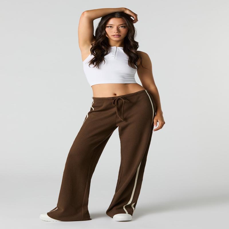 Waffle Knit Striped Pant