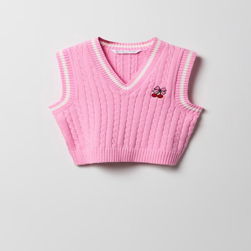 Girls Cable Knit Sweater Vest