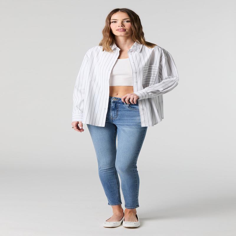 Jean ajust  taille haute lav moyen