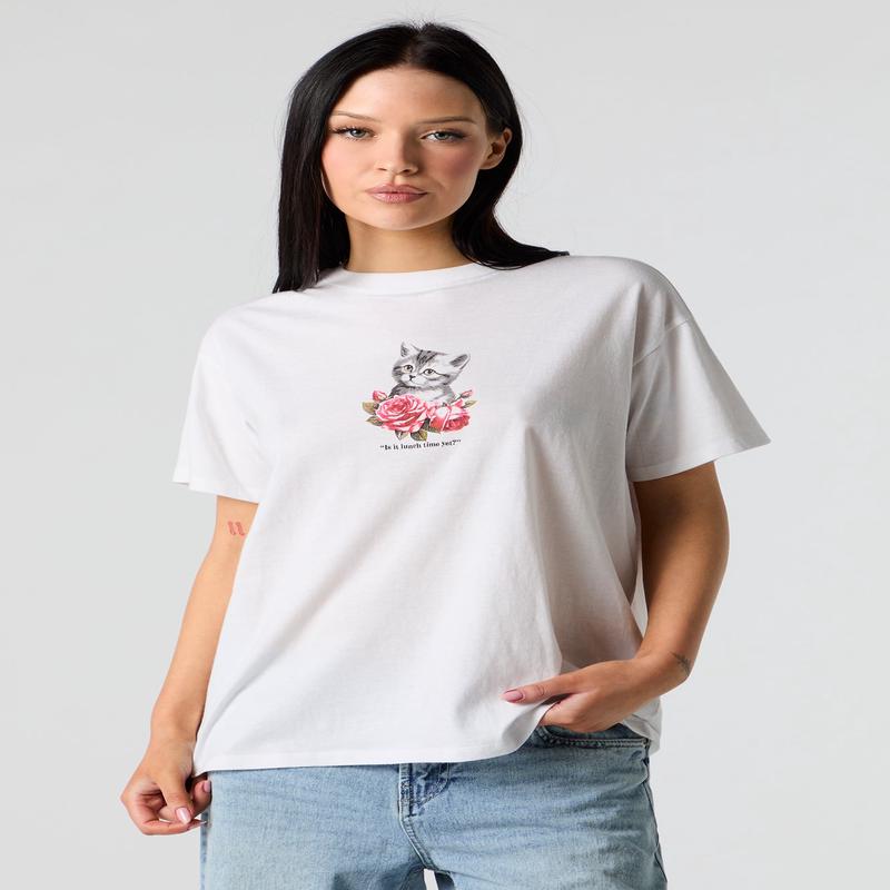 Kitty Graphic Boyfriend T-Shirt