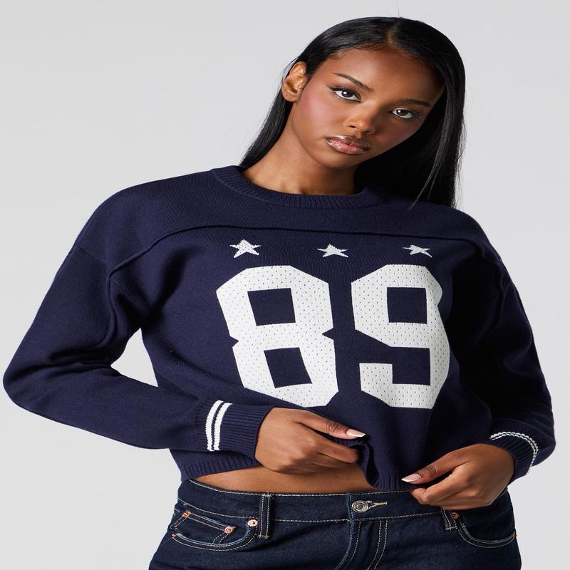 Sporty Jacquard Knit Sweater