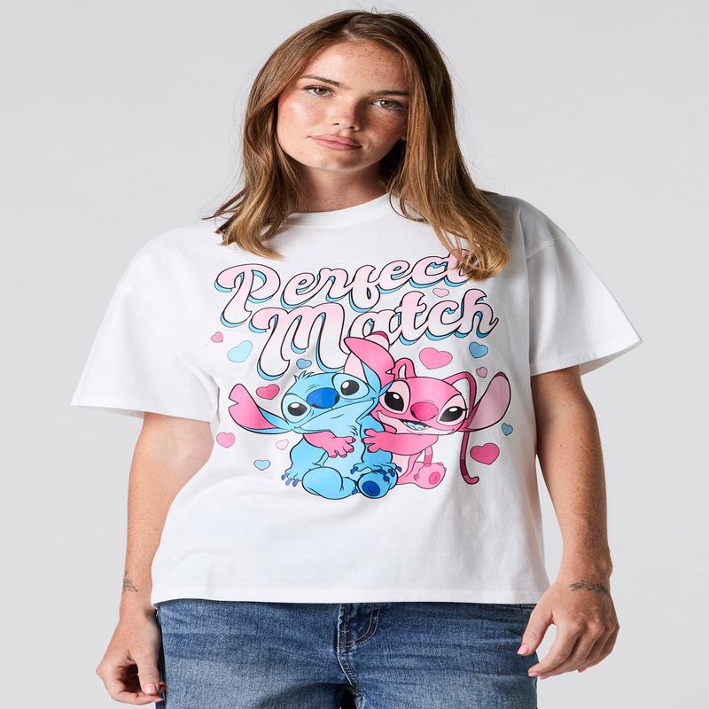 T-shirt coupe garonne  imprim Stitch Perfect Match