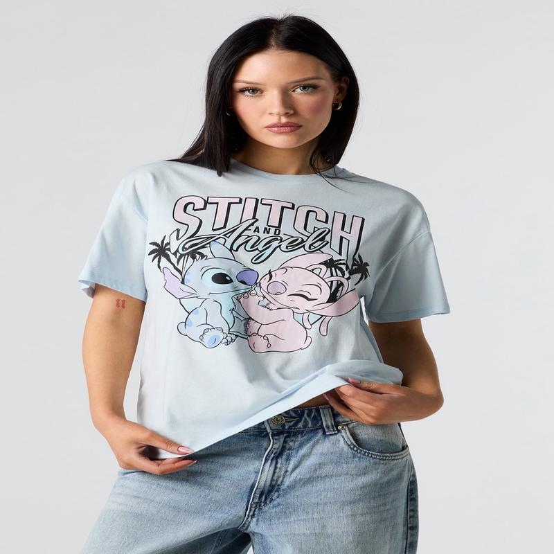 T-shirt de coupe garonne  imprim Stitch & Angel