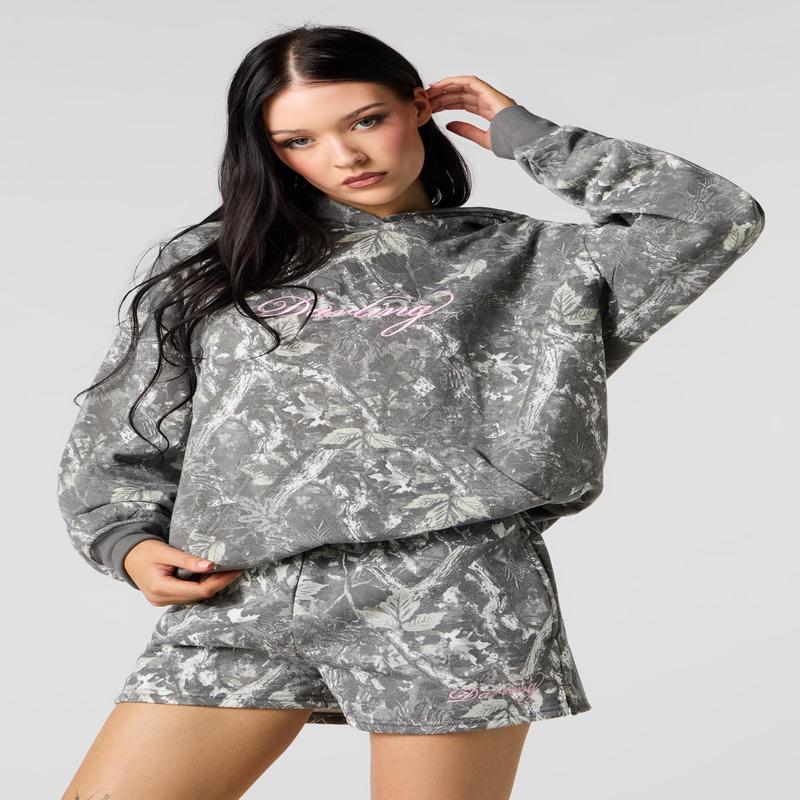 Embroidered Fleece Short