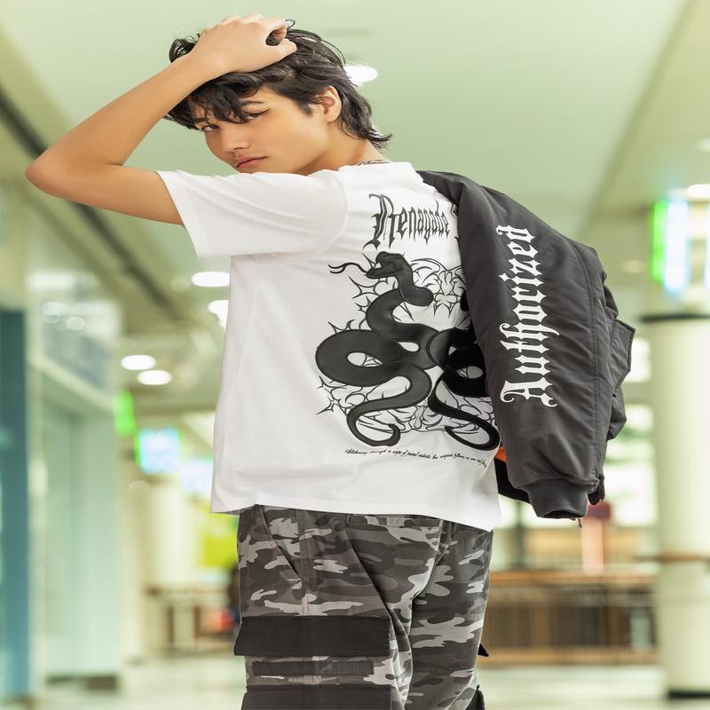 Faux Leather Snake Graphic T-Shirt