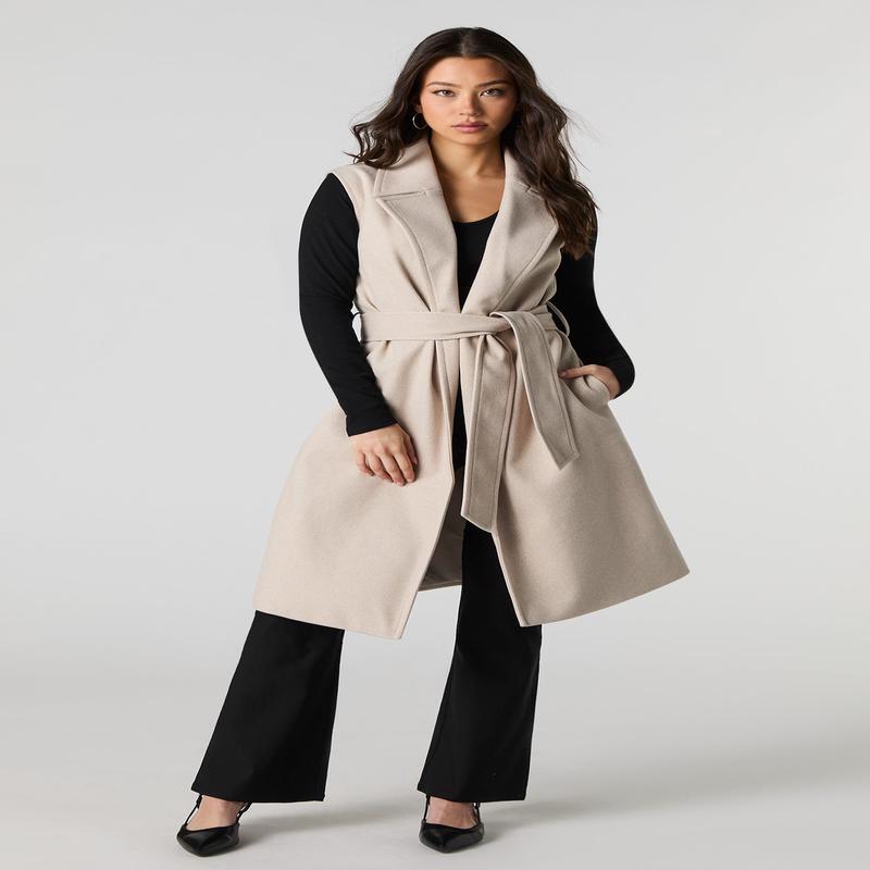 Gilet long avec ceinture