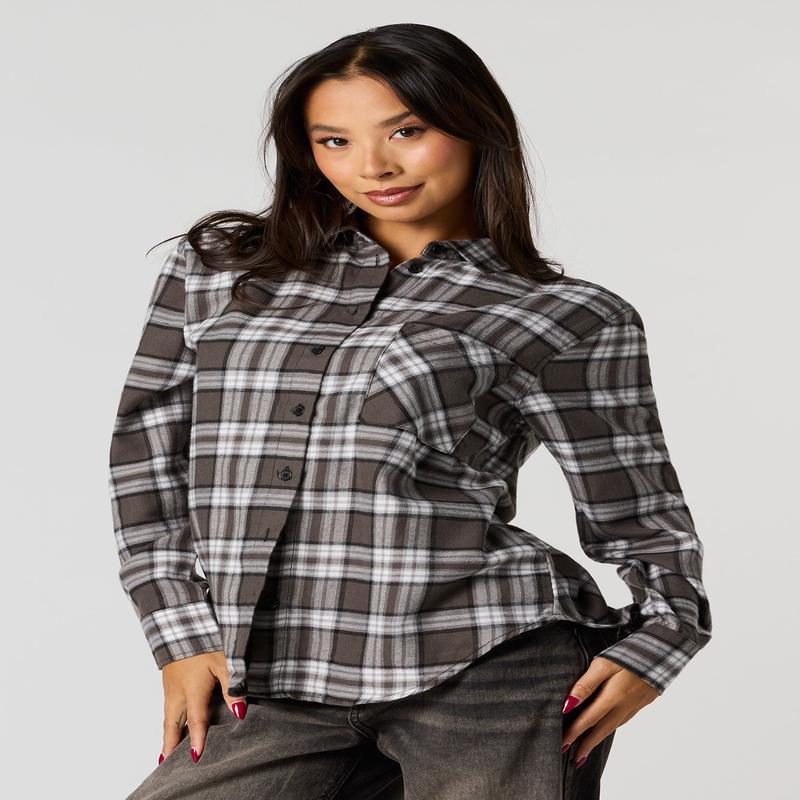 Haut boutonn imprim en flanelle