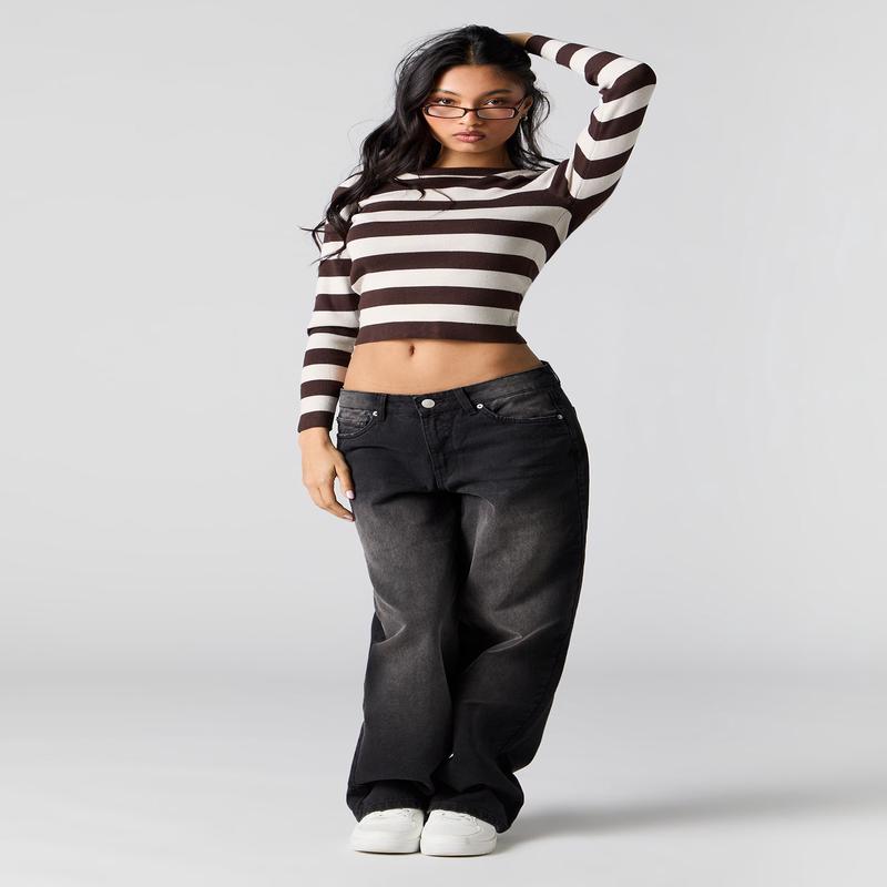 Jean rigide baggy taille basse lav noir