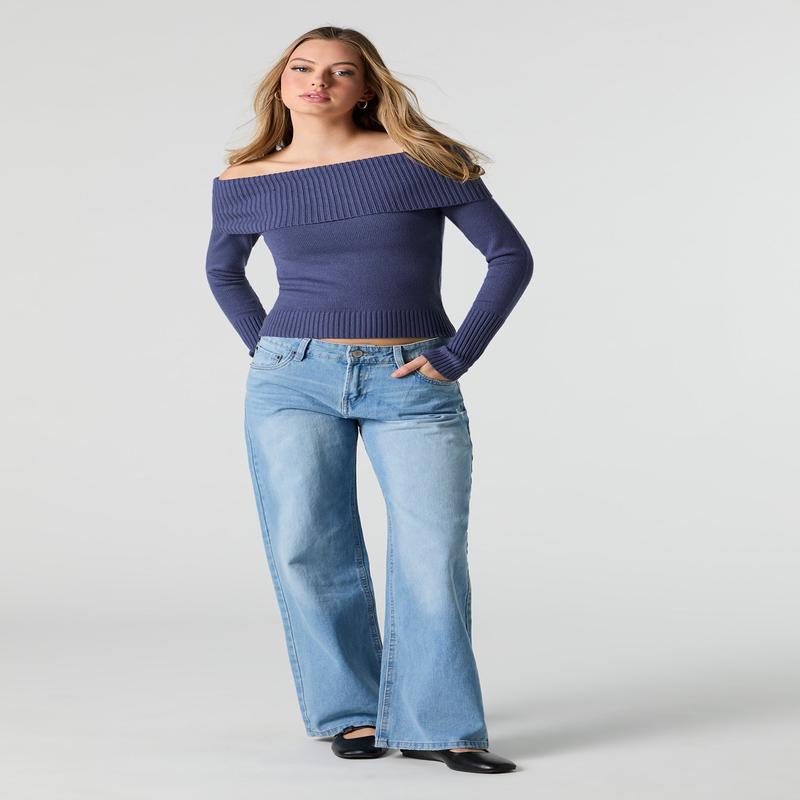 Jean taille basse  jambe large lav moyen