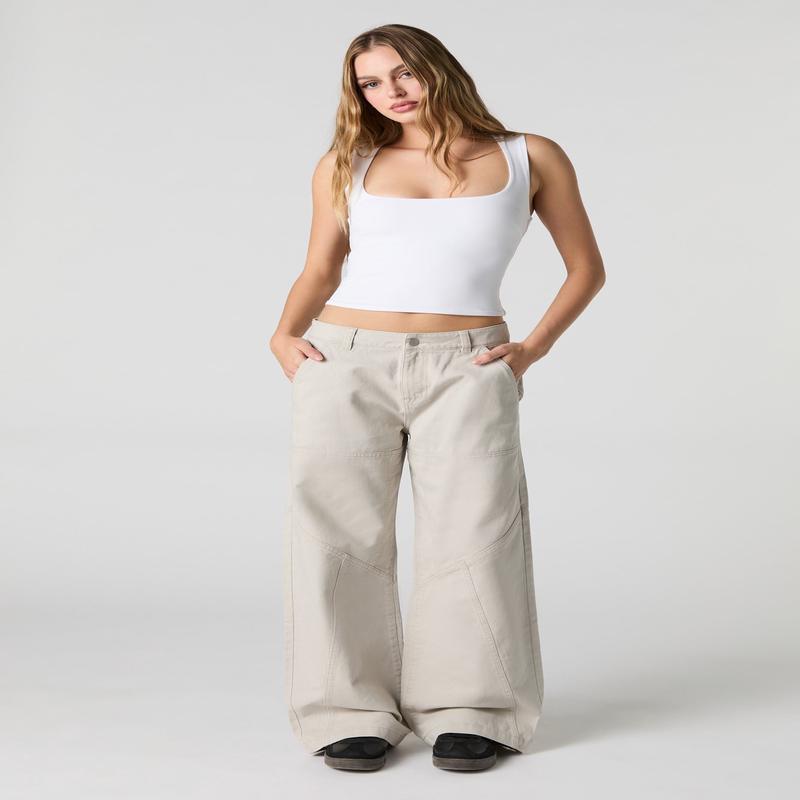 Paneled Low Rise Baggy Pant